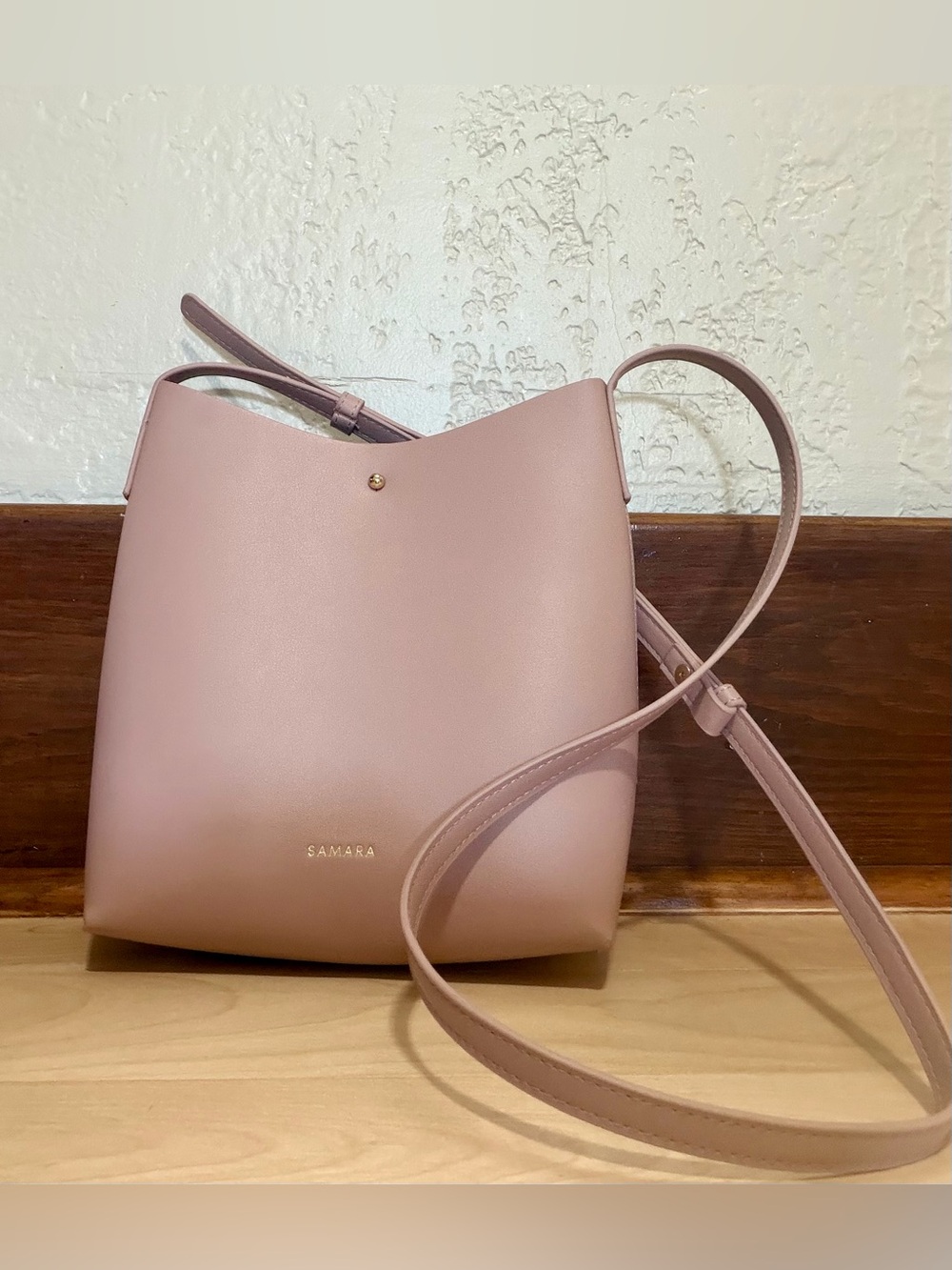 SAMARA Blush Pink Crossbody Bucket Bag